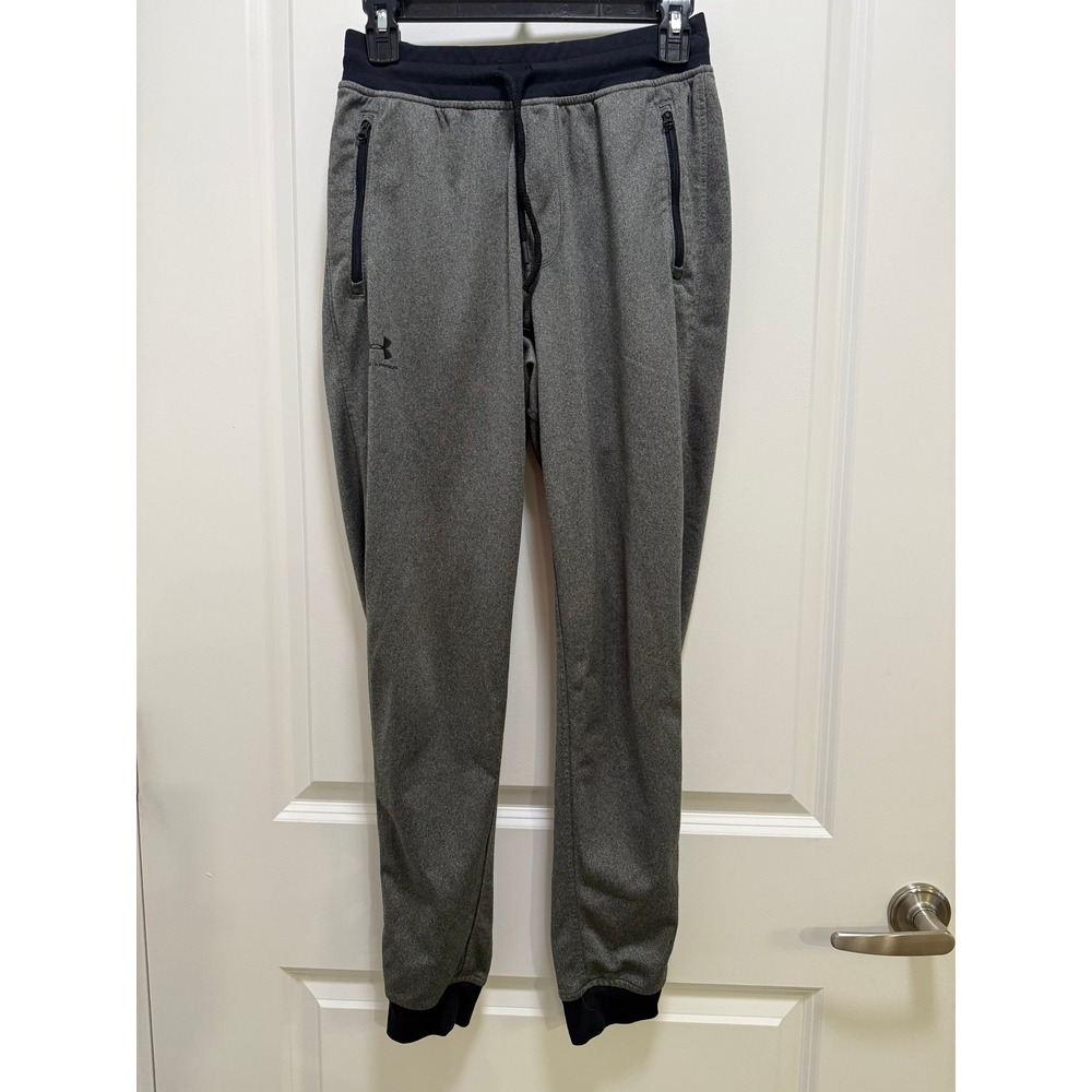 Under Armour ColdGear Gray Heathered Joggers Mens Small Loose Fit Zipper Pockets